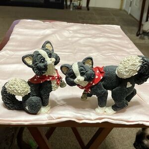Two Enesco black-and-white tuxedo kitties